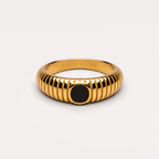 18K Gold Plated Seseh Black Onyx Band Ring