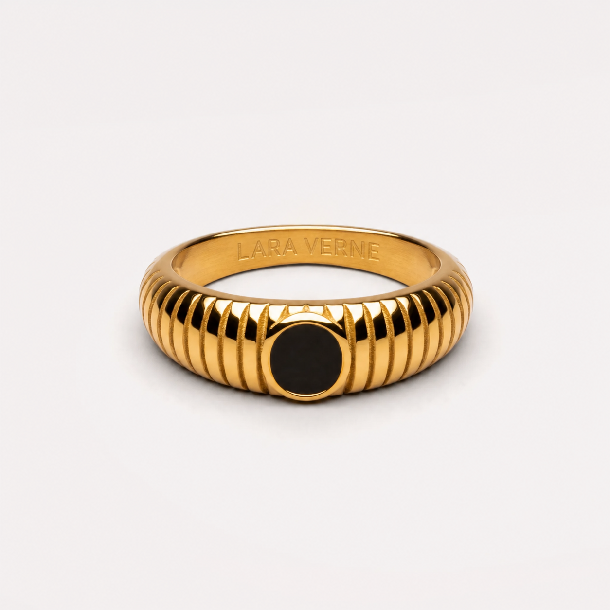 18K Gold Plated Seseh Black Onyx Band Ring