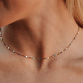 18K Gold Plated Blue Enamel Mykonos Choker Necklace