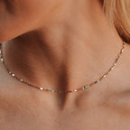 18K Gold Plated Blue Enamel Mykonos Choker Necklace