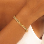 18K Gold Plated Woven Chain Bracelet Statement Bold