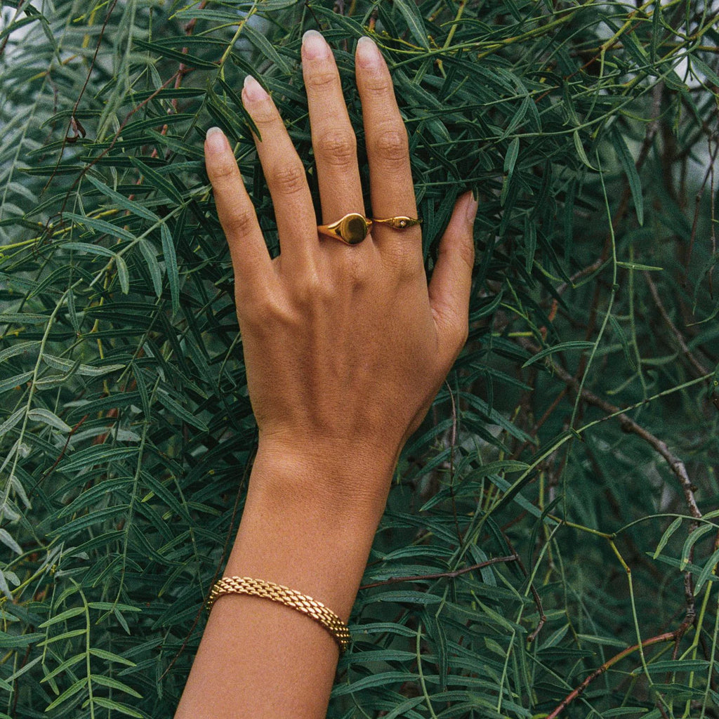 18K Gold Plated Woven Chain Bracelet Statement Bold