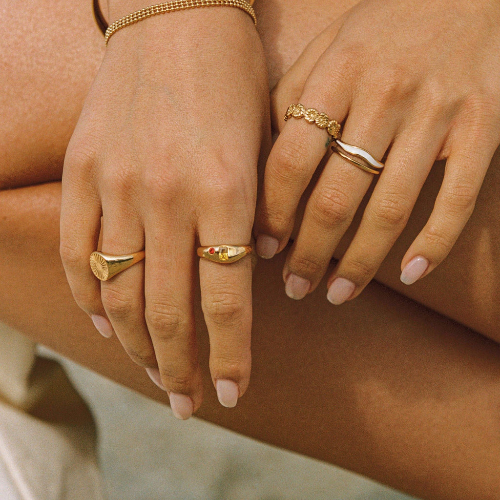 18K Gold Plated Mango Orange Zircon Ring