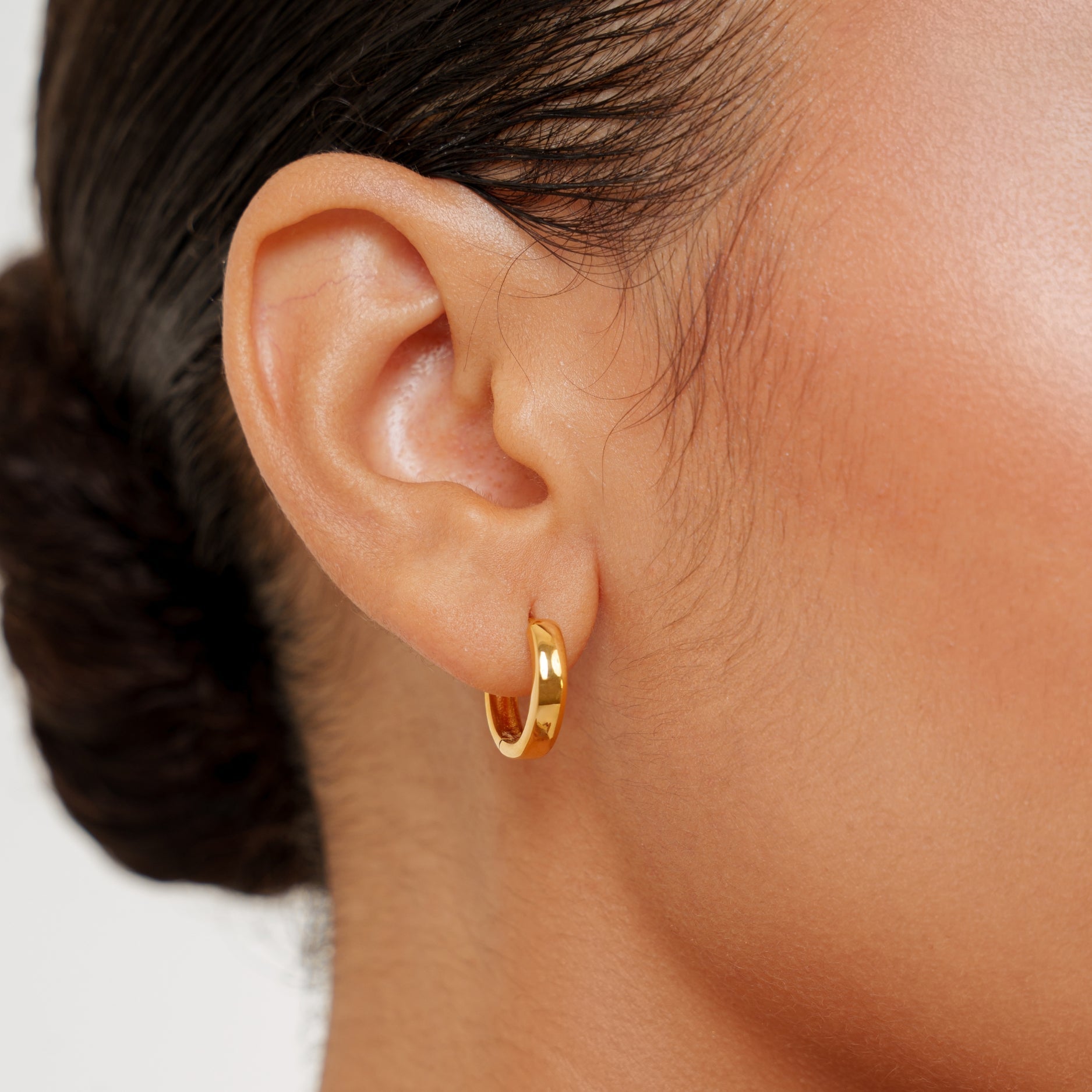 18K Gold Plated Bold Chunky Huggie Hoop Earrings