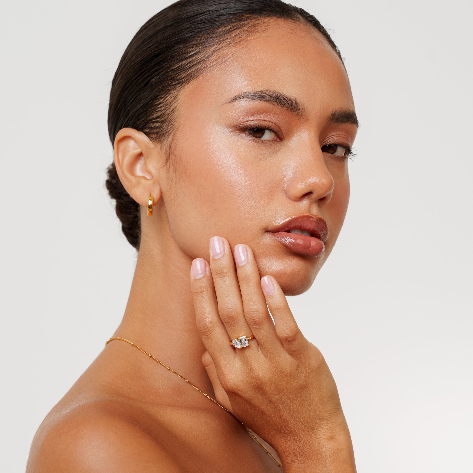 18K Gold Plated Bold Chunky Huggie Hoop Earrings