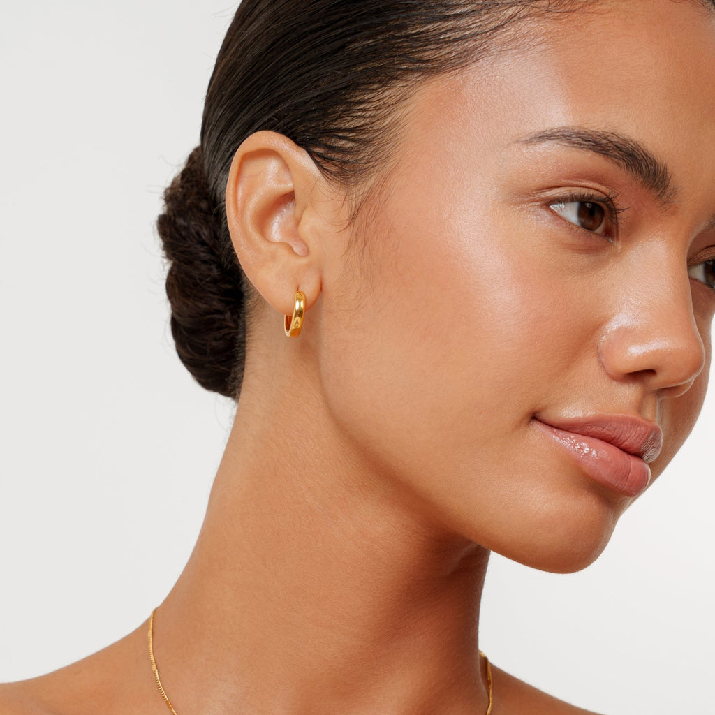 18K Gold Plated Bold Chunky Huggie Hoop Earrings