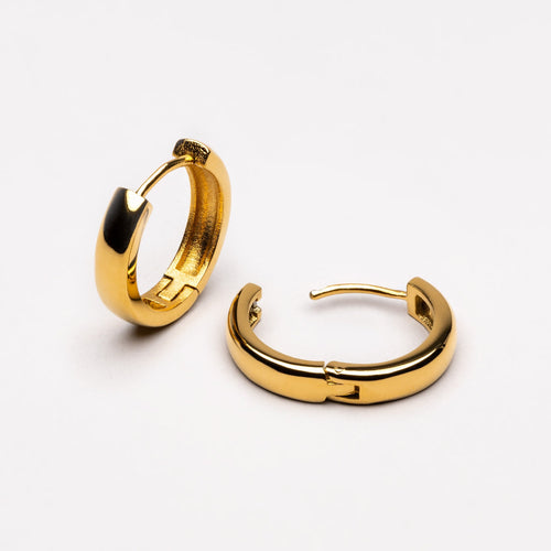 18K Gold Plated Bold Chunky Huggie Hoop Earrings