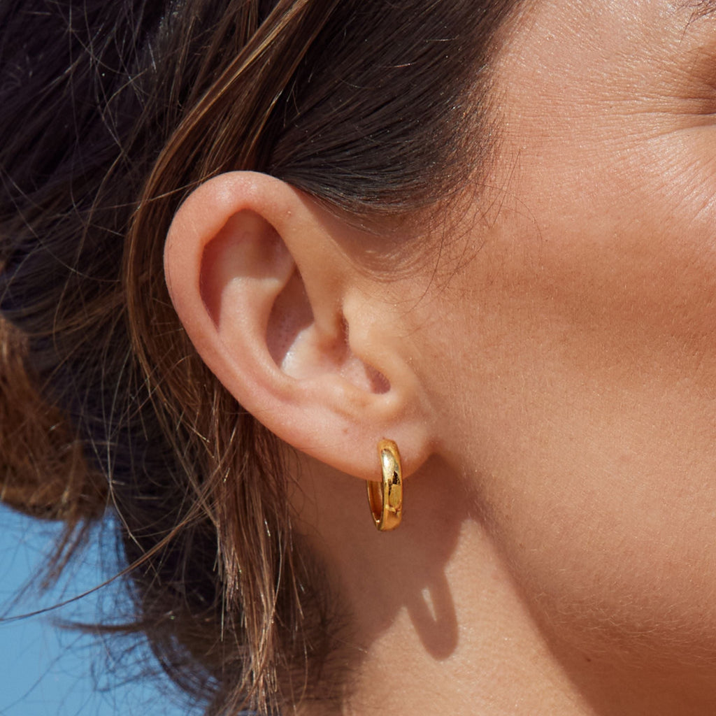 18K Gold Plated Bold Chunky Huggie Hoop Earrings