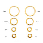 18K Gold Plated Thick Classic Hoop Earrings 4 Sizes