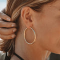 18K Gold Plated Bold Twisted Statement Hoop Earrings