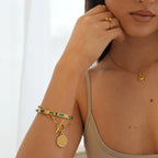 Green Navette Crystal Bracelet Gold Plated 18K
