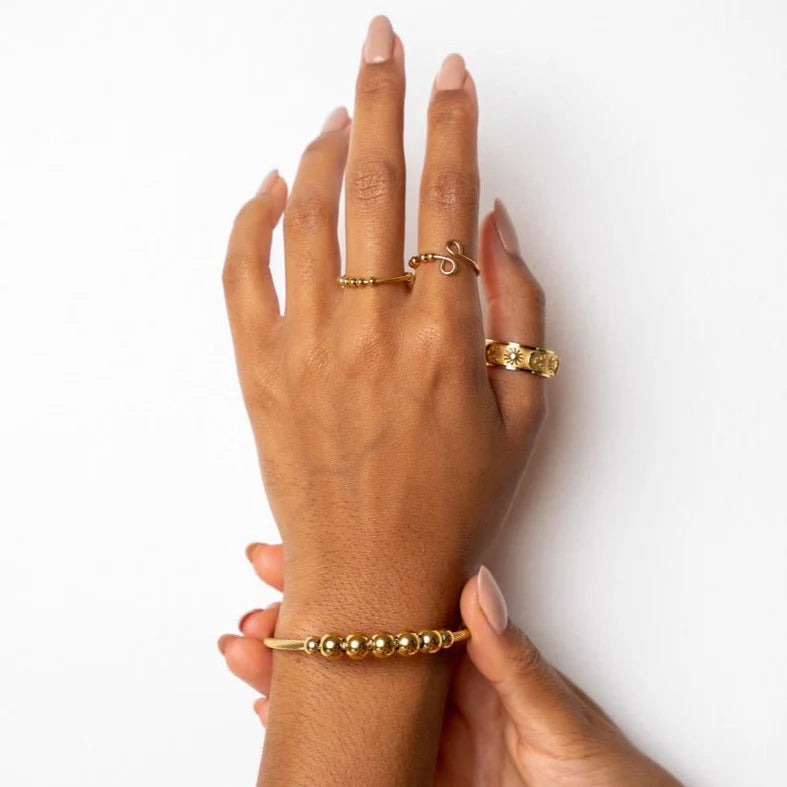 Anti-Stress Adjustable Sphere Bracelet Gold Plated 18K