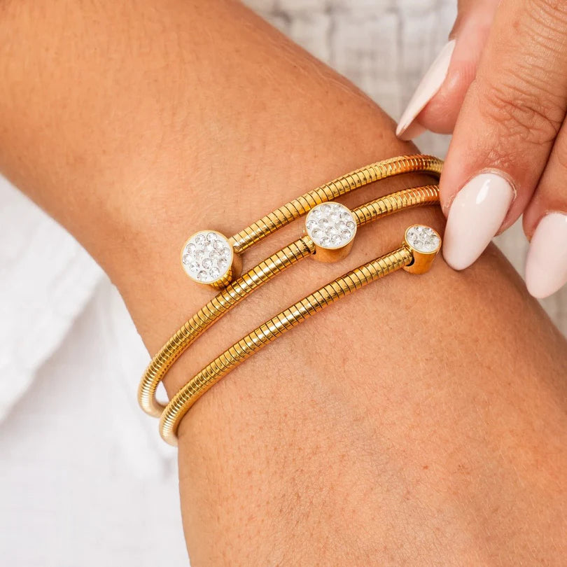 Crystal Spiral Bracelet Gold Plated 18K