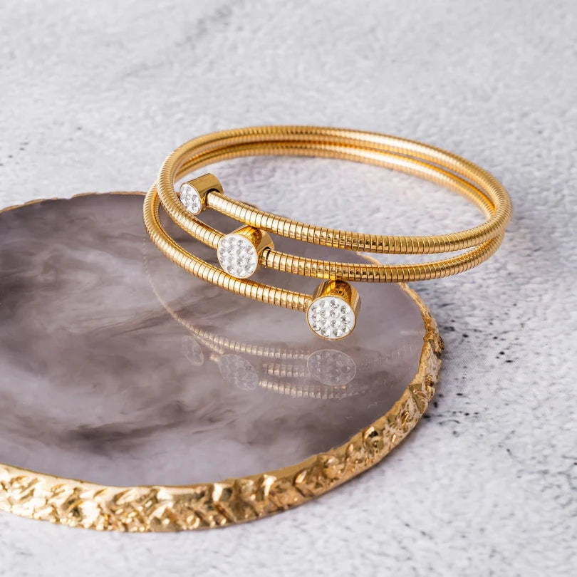 Crystal Spiral Bracelet Gold Plated 18K