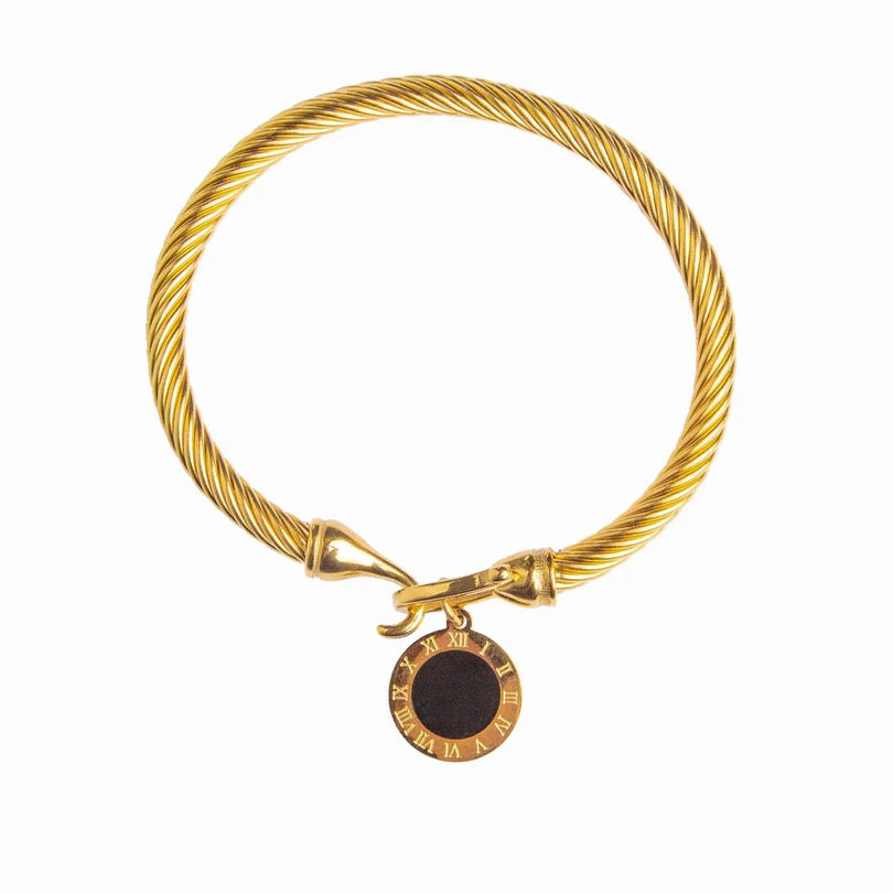 Onyx Pendant Bracelet Gold Plated 18K