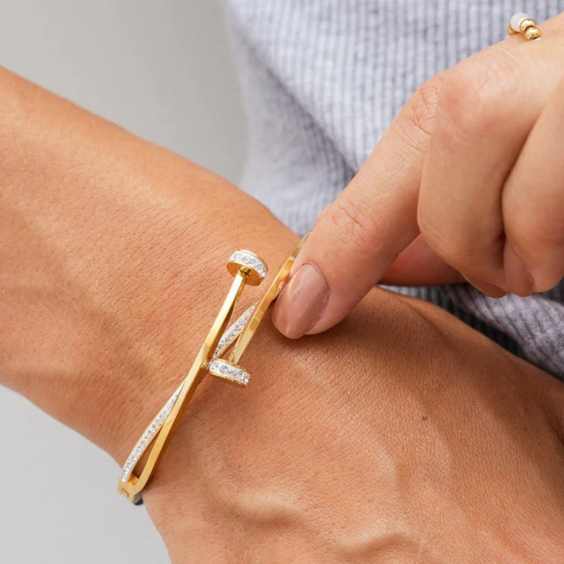 Nail Zirconia Bracelet Gold Plated 18K