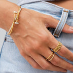 Nail Zirconia Bracelet Gold Plated 18K