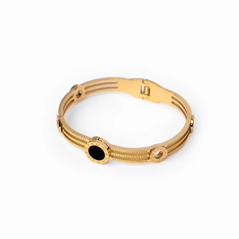 Triple Onyx Bracelet Gold Plated 18K