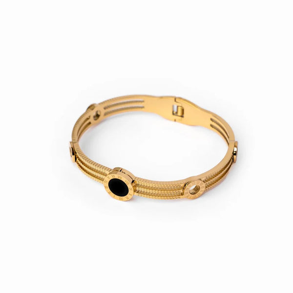 Triple Onyx Bracelet Gold Plated 18K