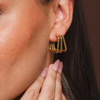 Amelie Triple Division Earrings Gold Plated 18K