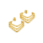 Amelie Triple Division Earrings Gold Plated 18K