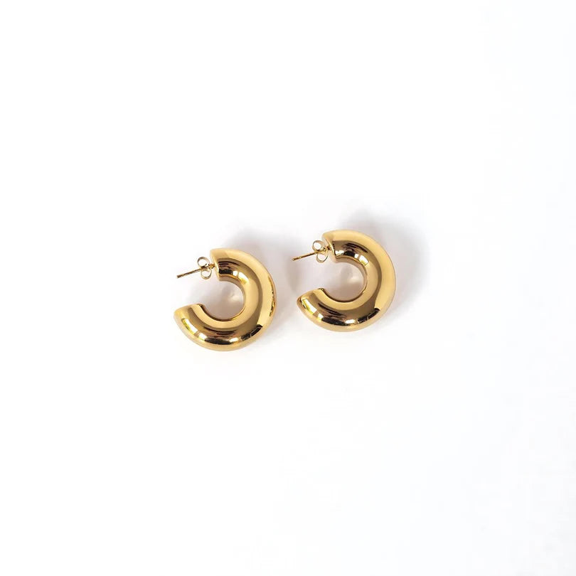 Lola Chunky Hoop Earrings Gold Plated 18K