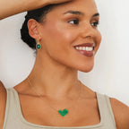 Green Crystal Hoop Earrings Gold Plated 18K