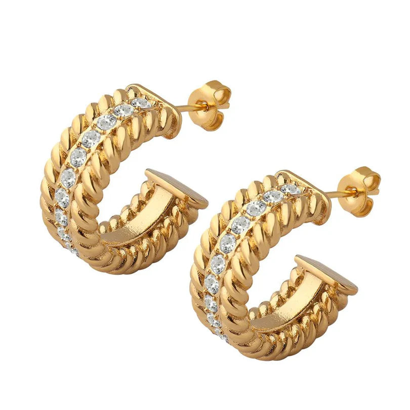 Date Hoop Earrings Gold Plated 18K