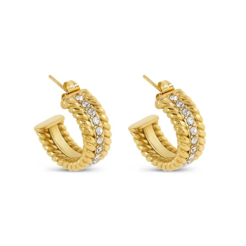 Date Hoop Earrings Gold Plated 18K