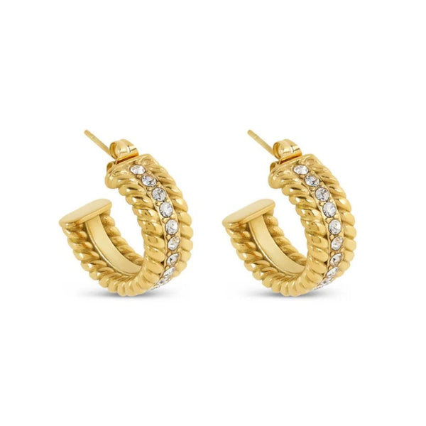 Date Hoop Earrings Gold Plated 18K