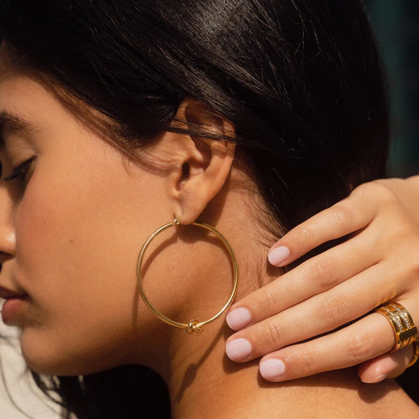Central Knot Hoop Earrings Gold Plated 18K