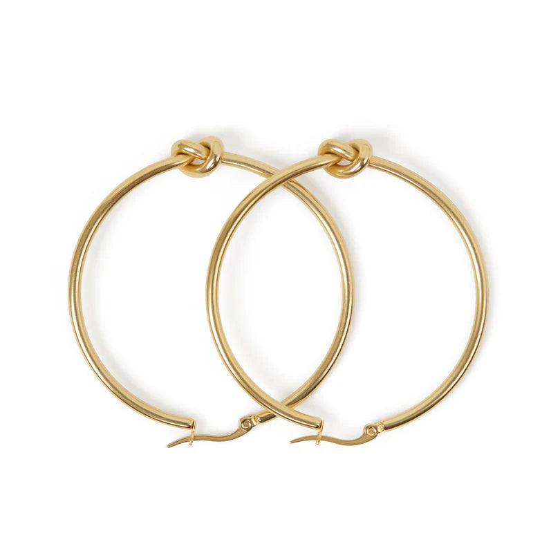 Central Knot Hoop Earrings Gold Plated 18K