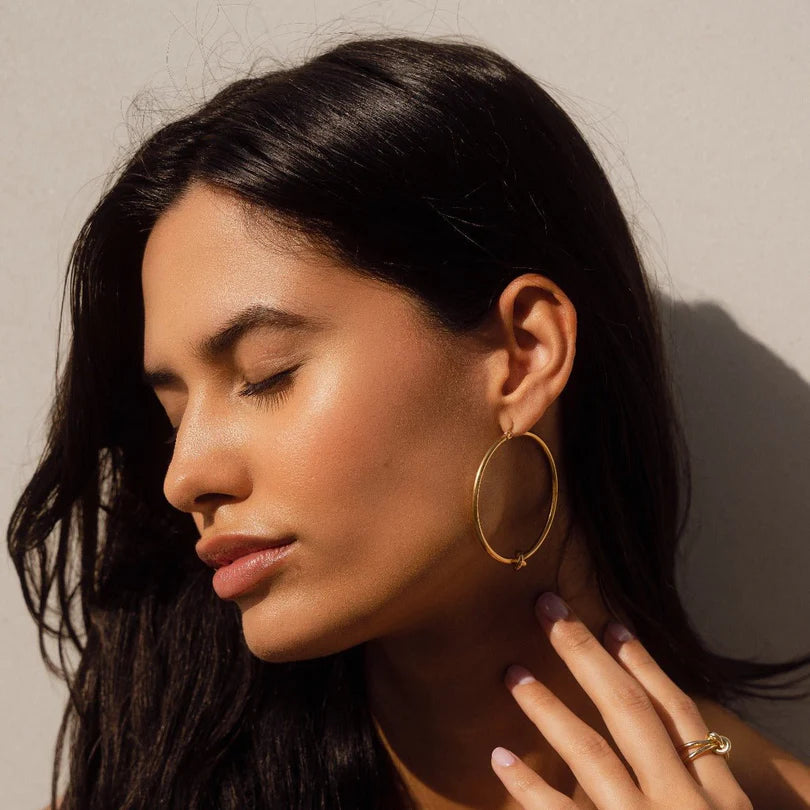 Central Knot Hoop Earrings Gold Plated 18K