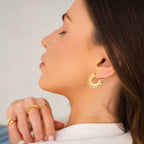 Spike Hoop Earrings Gold Plated 18K