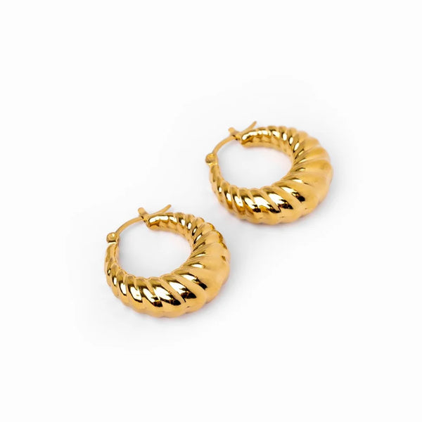 Croissant Hoop Earrings Gold Plated 18K