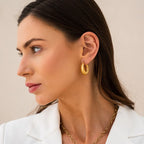 Croissant Hoop Earrings Gold Plated 18K