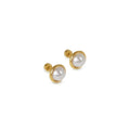 Solitaire Pearl Earrings Gold Plated 18K