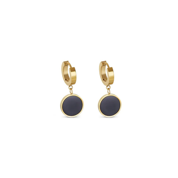 Noir Pendant Earrings Gold Plated 18K