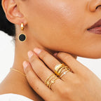Noir Pendant Earrings Gold Plated 18K