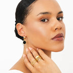 Noir Pendant Earrings Gold Plated 18K
