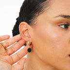 Noir Pendant Earrings Gold Plated 18K