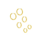 Triple Hoop Earrings Set Gold Plated 18K
