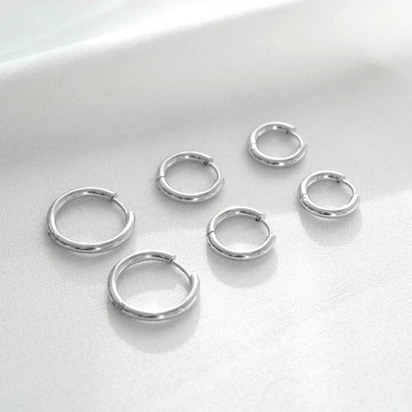 Triple Hoop Earrings Set Gold Plated 18K
