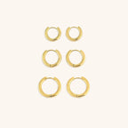 Triple Hoop Earrings Set Gold Plated 18K