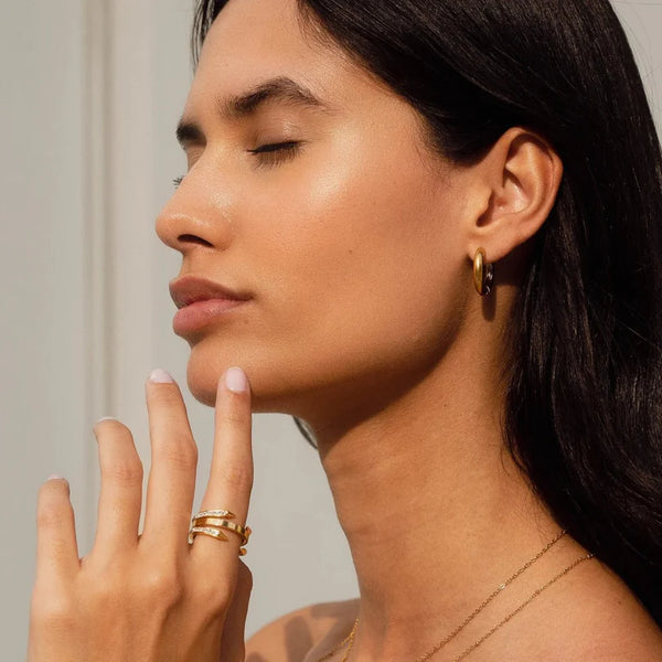 Contrast Hoop Earrings Gold Plated 18K