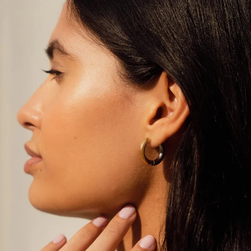 Contrast Hoop Earrings Gold Plated 18K