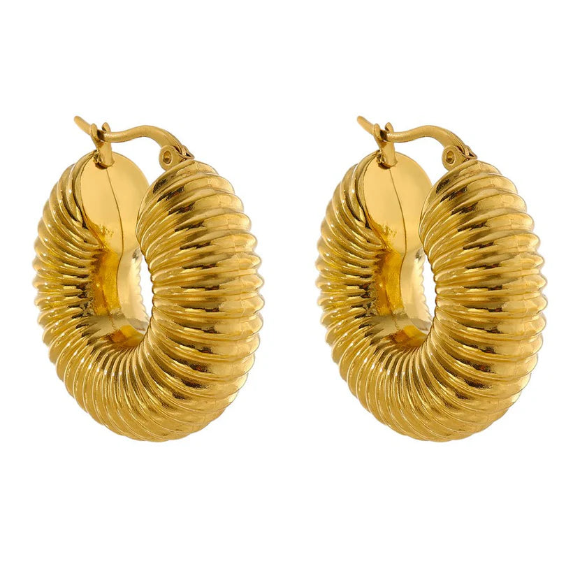 Ziza Bold Hoop Earrings Gold Plated 18K