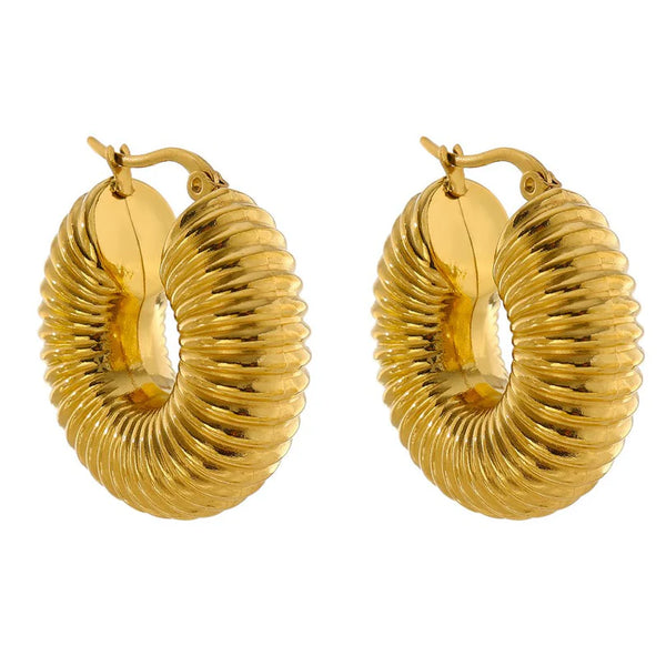 Ziza Bold Hoop Earrings Gold Plated 18K