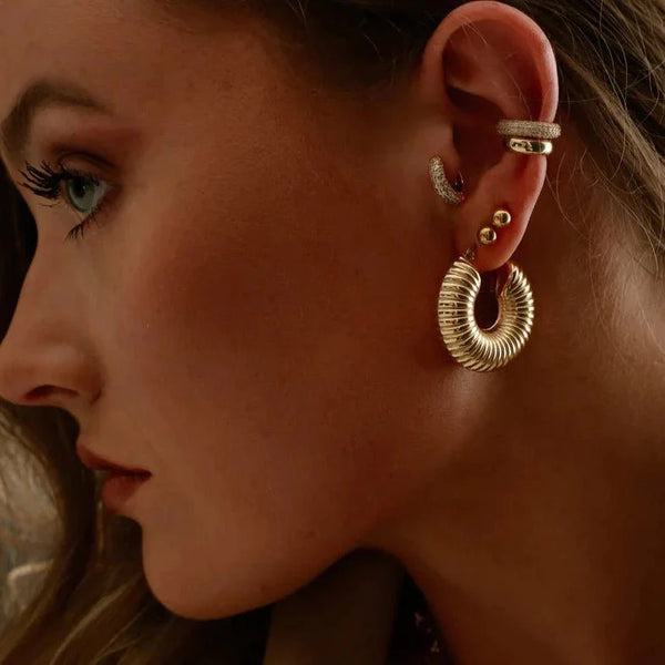 Ziza Bold Hoop Earrings Gold Plated 18K