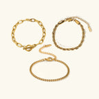 Rope, Paperclip & Locket 3-Piece Bracelet Bundle Set